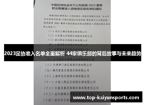 2023足协准入名单全面解析 44家俱乐部的背后故事与未来趋势